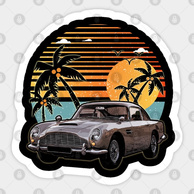 Aston Martin DB5 1964 car sunset Sticker by JocelynnBaxter